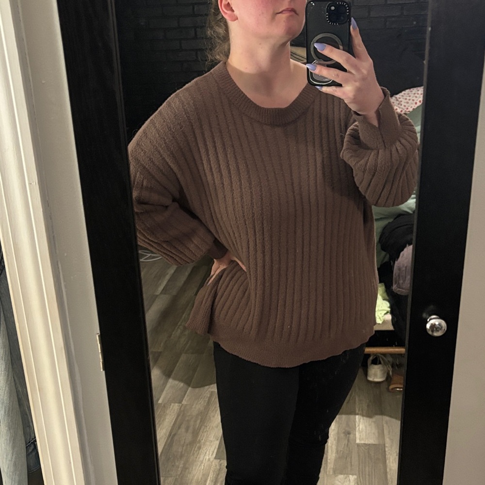 aerie muted mauve Ribbed Crewneck Sweater